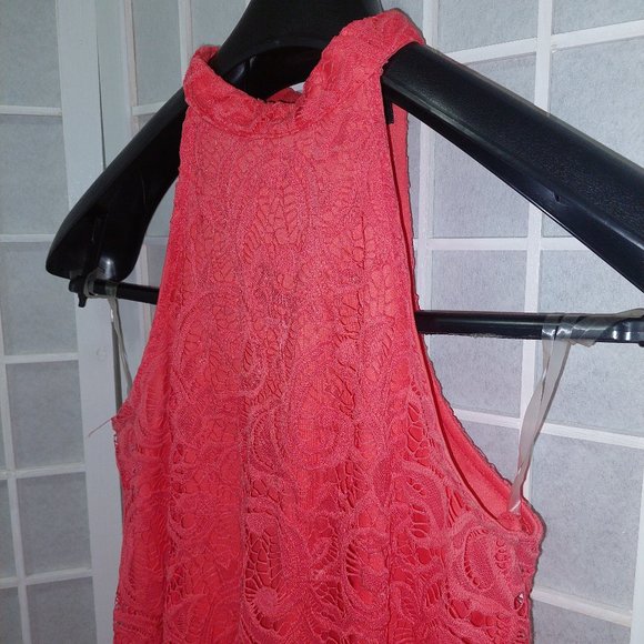 Lace Halter top Watermelon pink - Picture 4 of 8